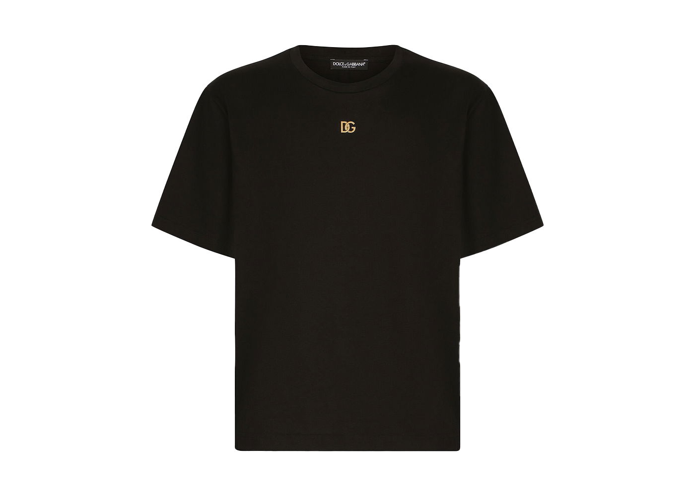 T-shirt Dolce & Gabbana Metallic DG Logo Cotton T-Shirt Black/Gold Sort | G8NC5ZG7A0WN0000, 0