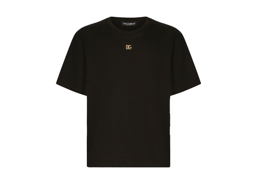 T-shirt Dolce & Gabbana Metallic DG Logo Cotton T-Shirt Black/Gold Sort | G8NC5ZG7A0WN0000