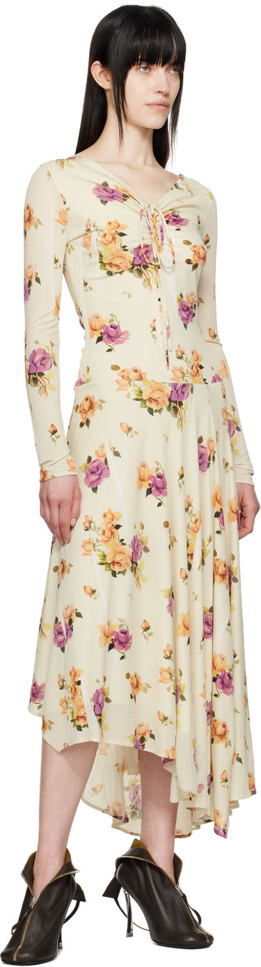Kjole Acne Studios Acne Studios Floral Midi Dress Beige | A20810-, 3