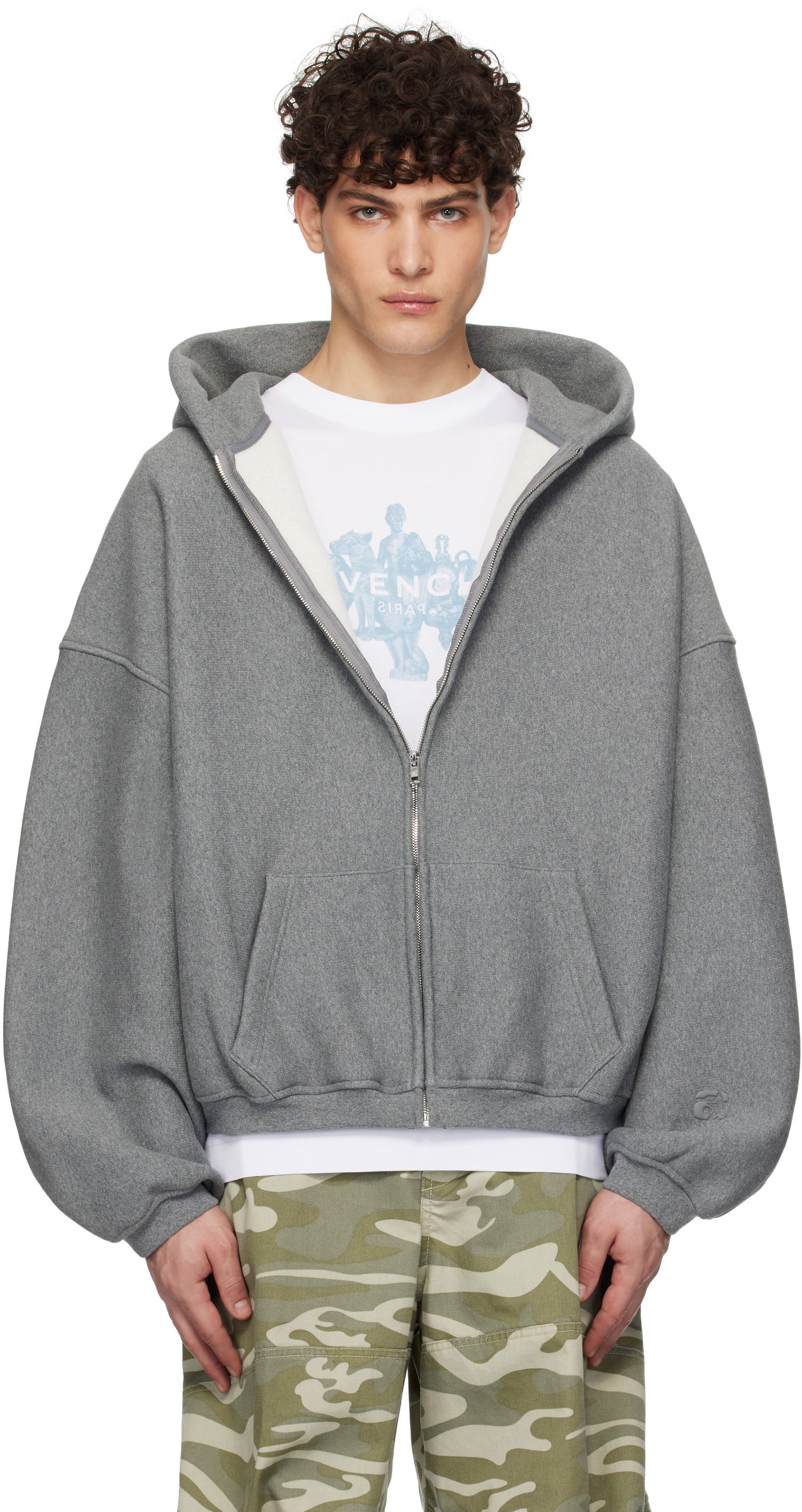 Sweatshirt Alexander Wang Dense Fleece Star Zip-Up Hoodie Grå | 6CC2242051, 0