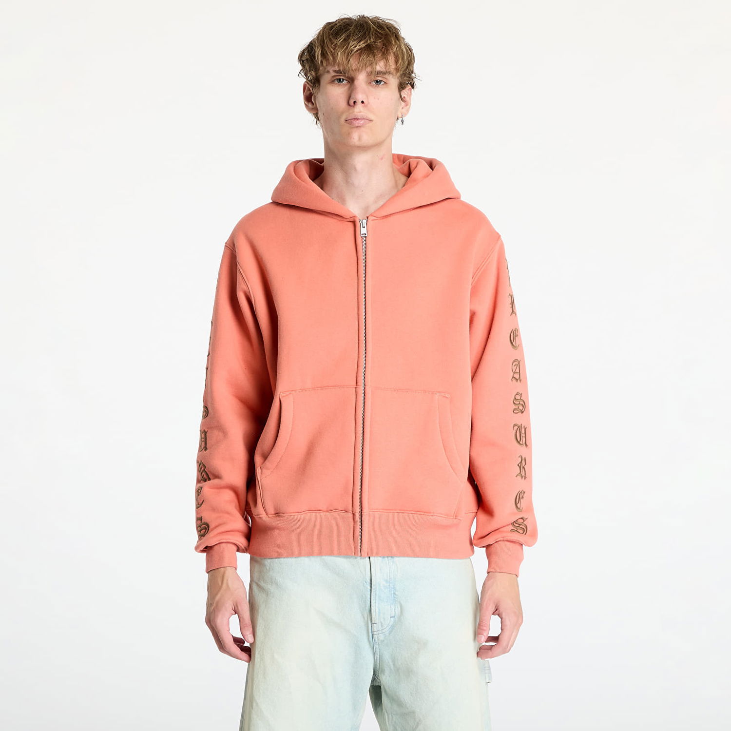 Sweatshirt Pleasures Oe Zip Up Hoodie Rust Orange | P24F046 RUST, 0