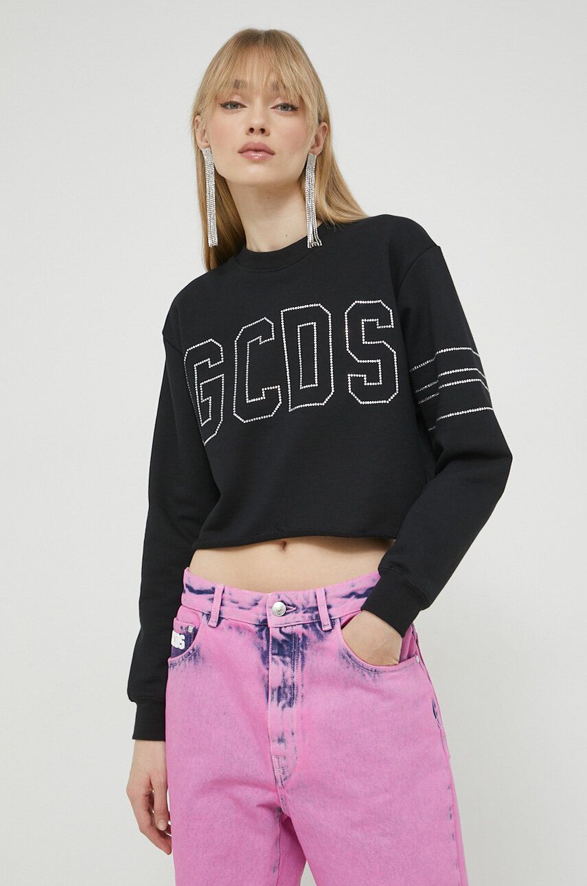 Sweatshirt GCDS Jersey Crop Sweatshirt Sort | SS23W110107, 0
