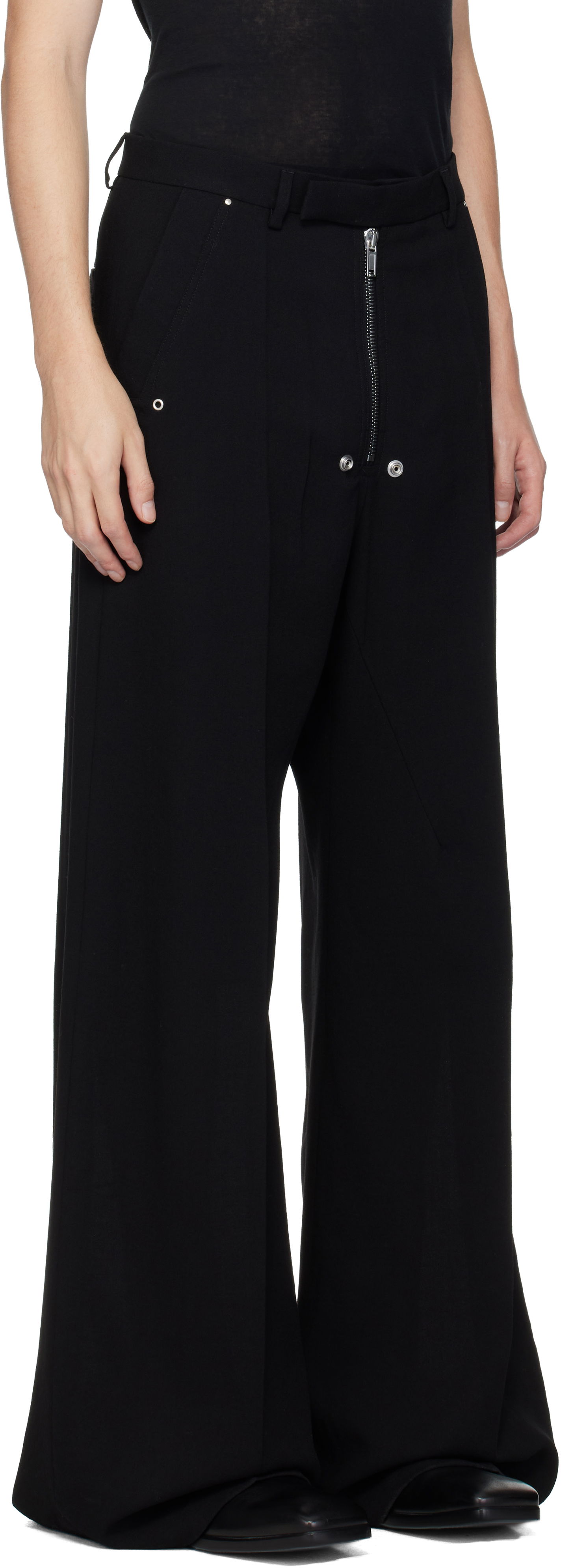 Bukser Rick Owens Concordians Tailored Wide Belas Trousers Sort | RU02E1354 WA, 1
