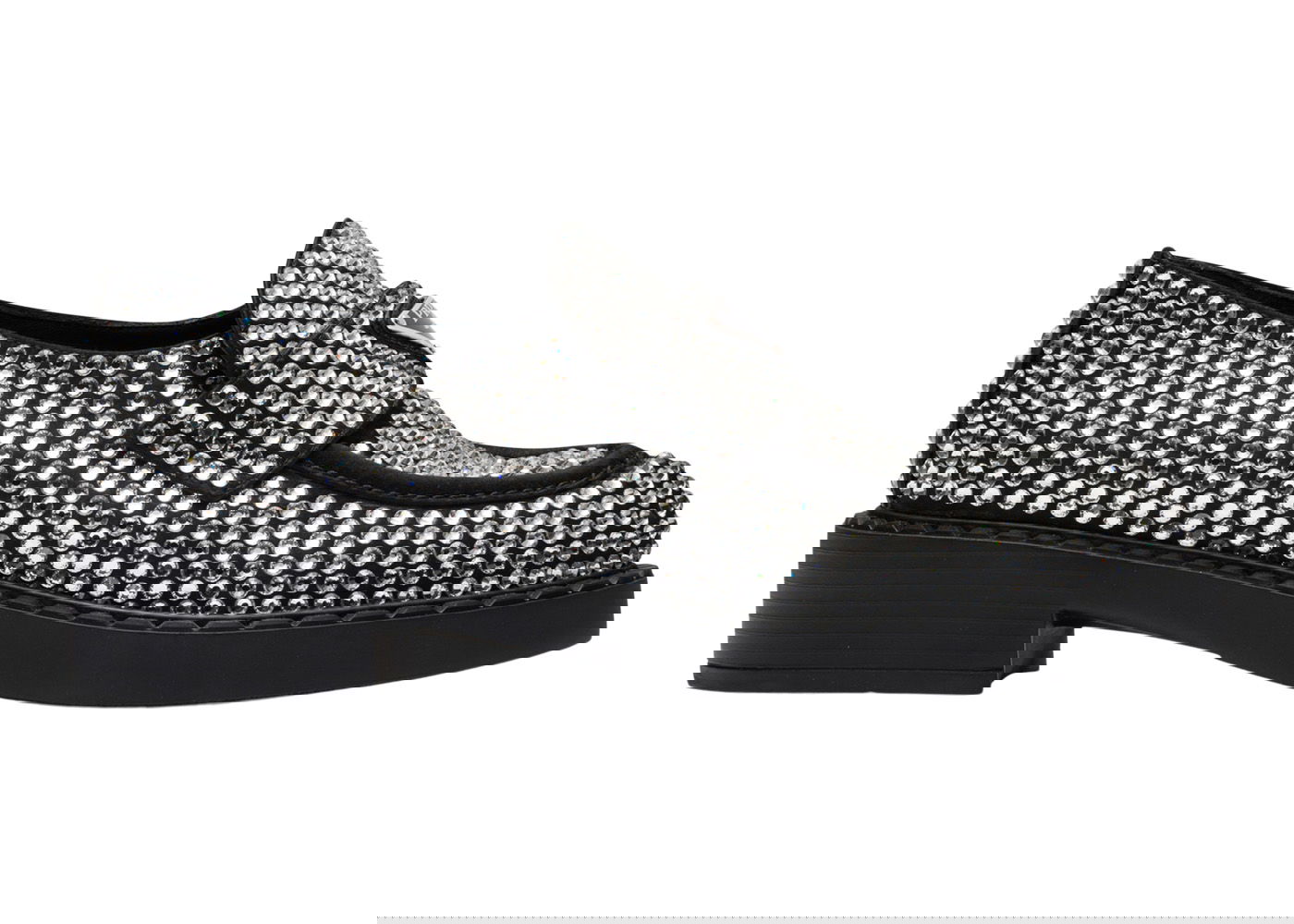Sneakers og sko Prada 50mm Crystal Loafer 'Black Satin' Metalisk | 1D752M_2AWL_F0T7O_F_B050, 0