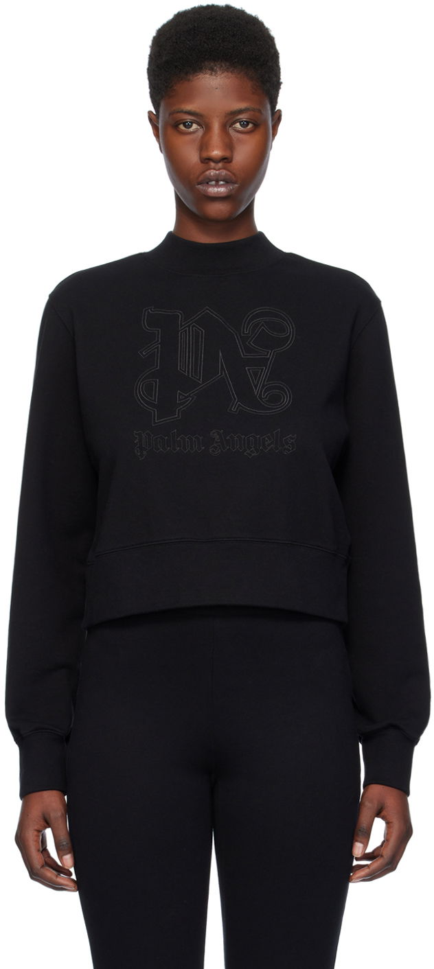 Sweatshirt Palm Angels Monogram Statement Sweatshirt Sort | PWBA016R24FLE0011010