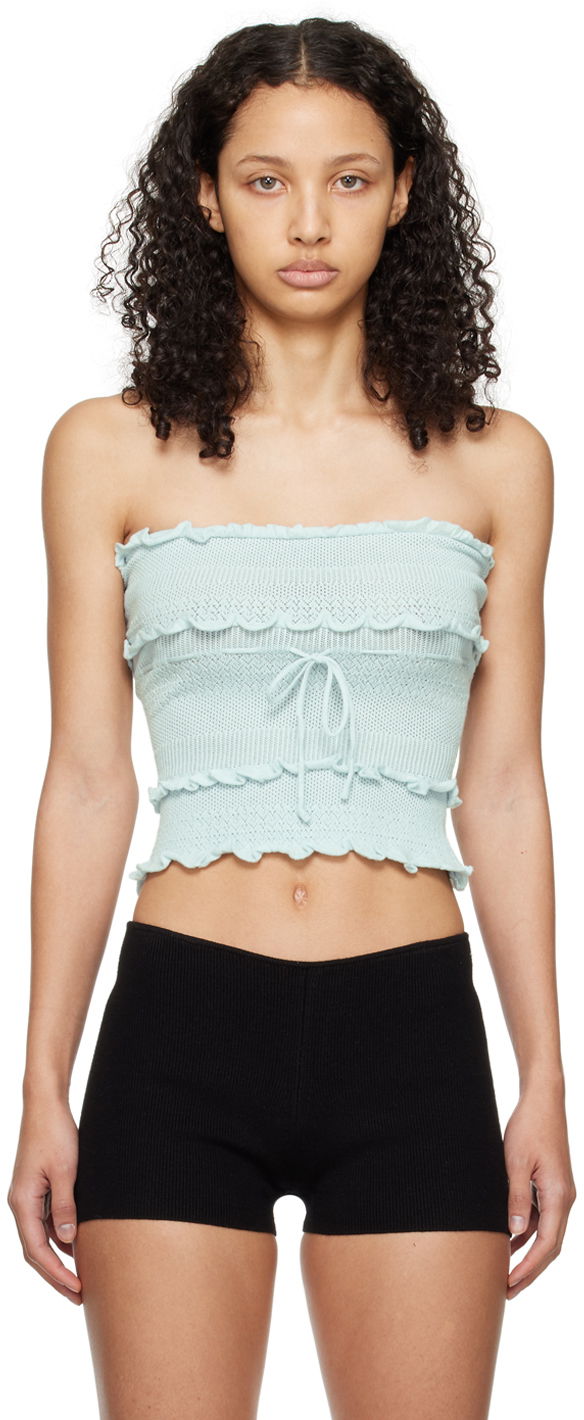 Tanktop GUIZIO Guizio Balena Smocked Tube Top Turkis | R24608S035
