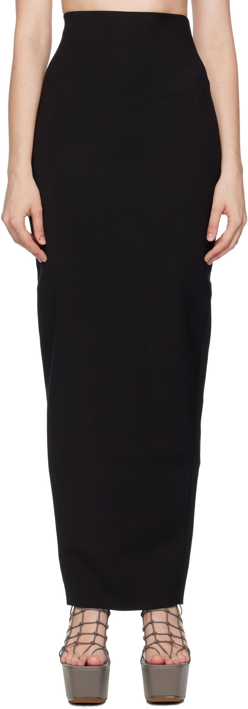 Nederdel Rick Owens Rick Owens Concordians Dirt Pillar Maxi Skirt Sort | RP02E4344 WST