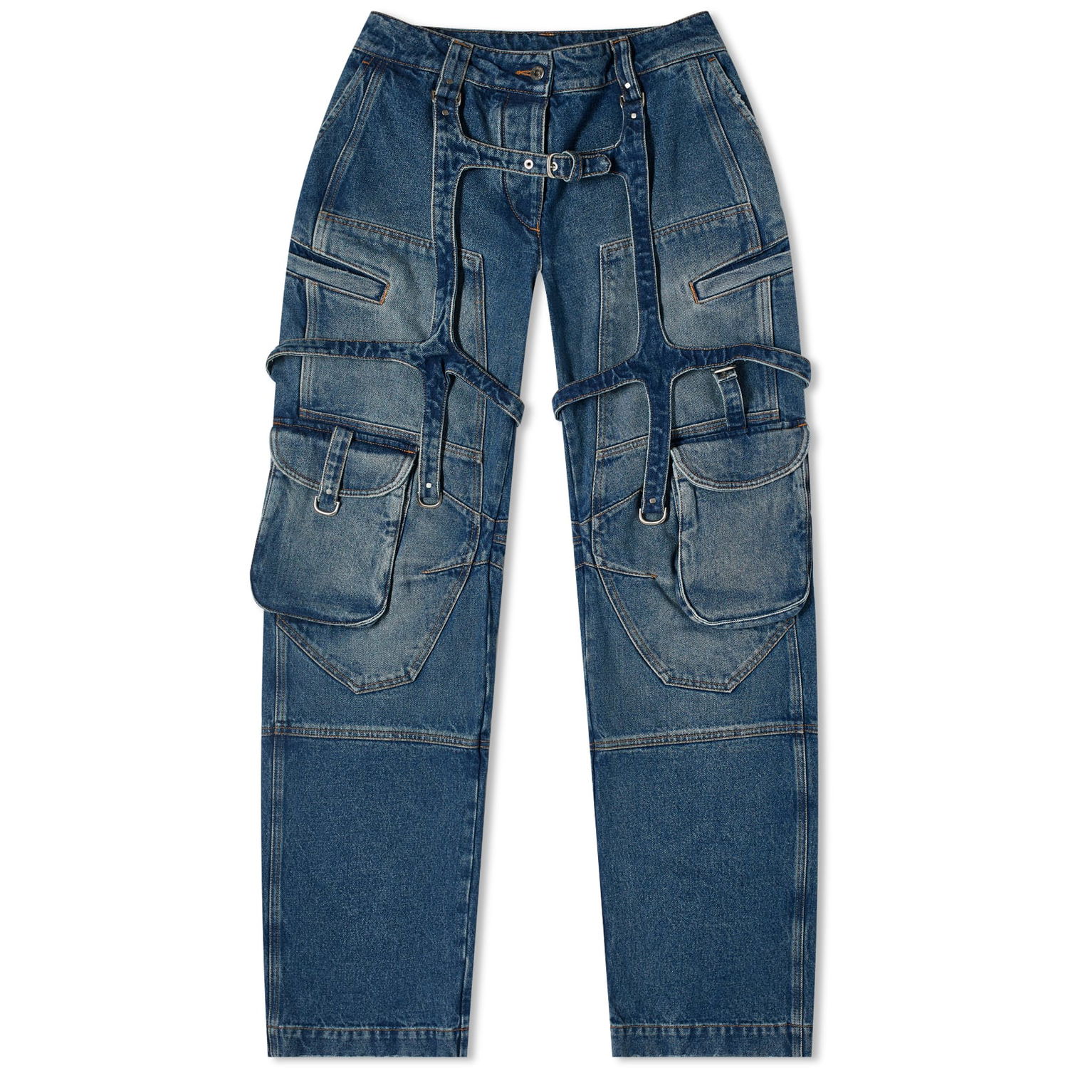 Bukser Off-White Cargo Oversized Denim Pants Blå | OWYB018C99DEN0014500, 0