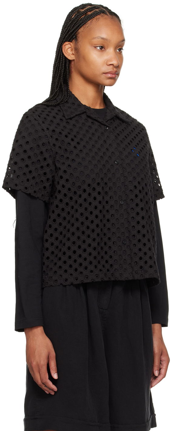 Skjorte YMC YMC Vegas Eyelet Cropped Shirt Sort | Q2WAD, 1