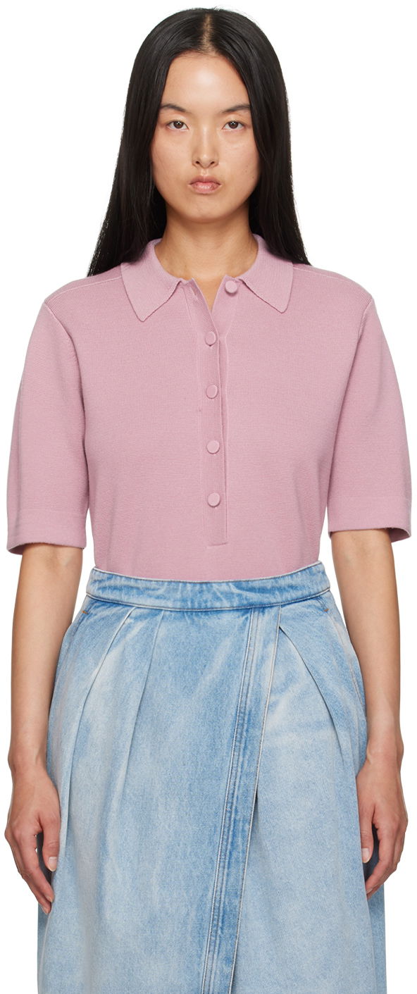 Polo skjorte Dries Van Noten Merino Wool Polo Lyserød | 242-011207-9700
