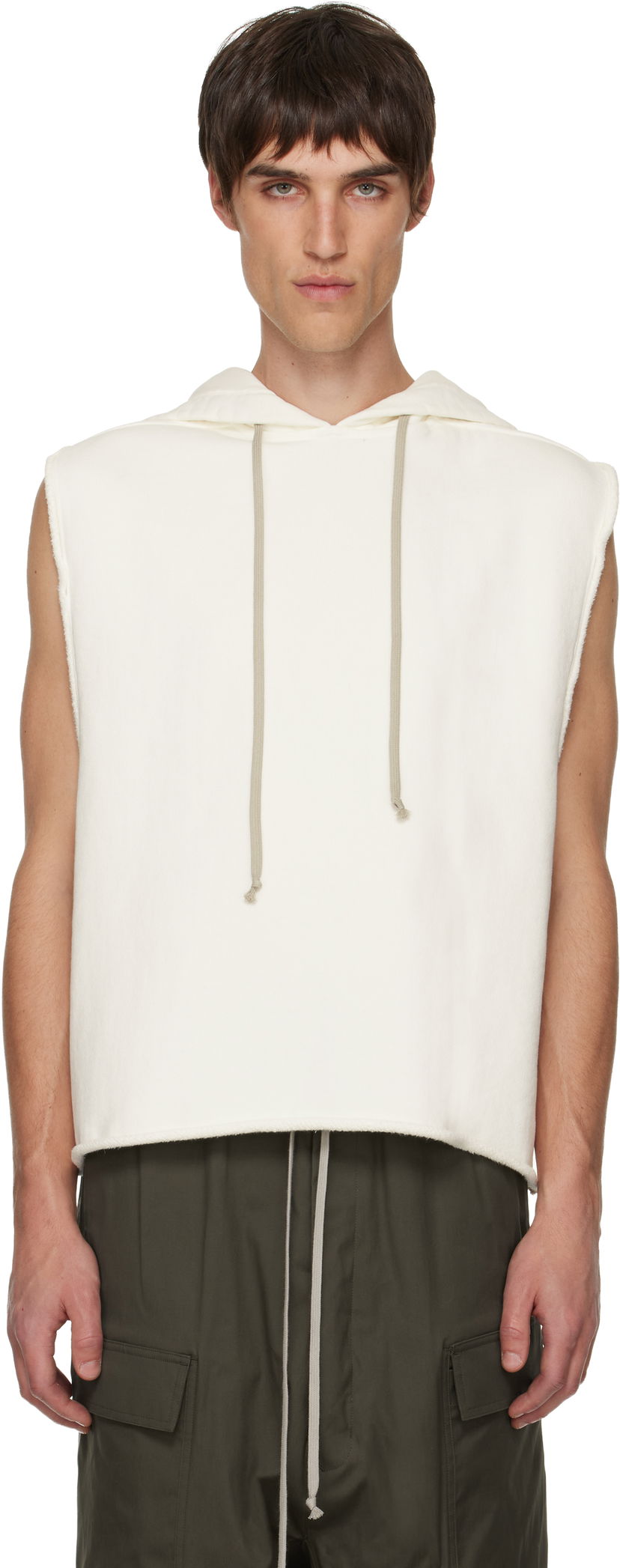 Sweatshirt Rick Owens Rick Owens Concordians Sleeveless Tunic Hoodie Hvid | RR02E1503 JTCD