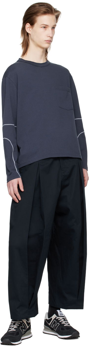 Bukser sage NATION SAGE NATION Box Pleat Trousers Mørkeblå | S011, 3