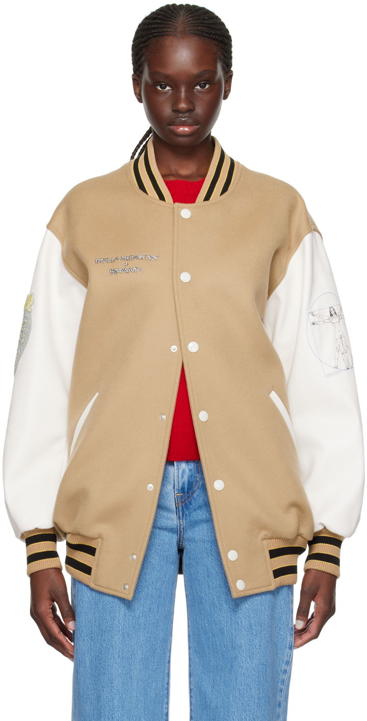 Bomberjakke Stella McCartney Stella McCartney Vitruvian Bomber Jacket Beige | 680050SPB05, 0