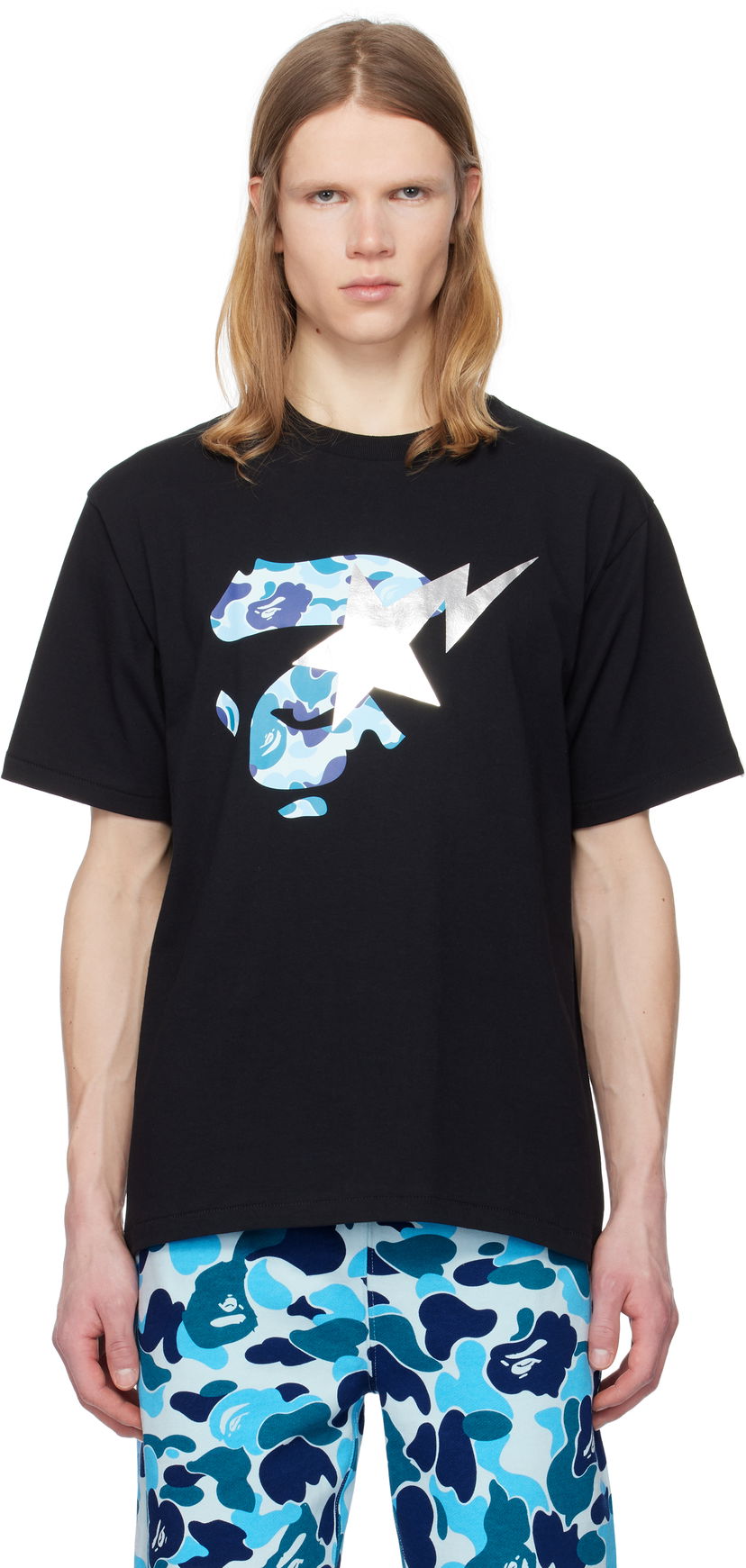 T-shirt BAPE A Bathing Ape ABC Camo Ape Face STA T-Shirt Sort | 001TEK801009M