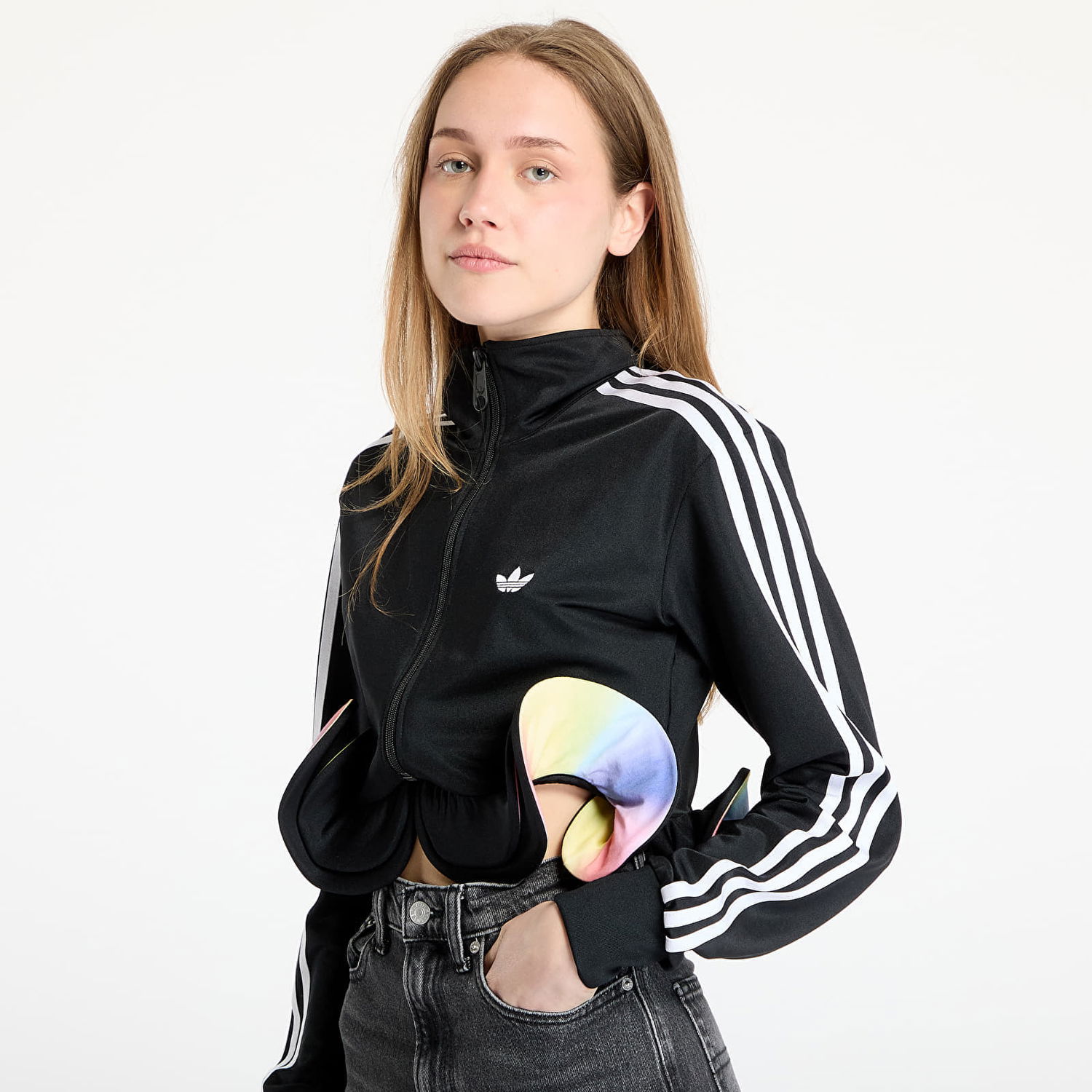 Jakke adidas Performance adidas x Jeremy Scott Pride Fashion Cropped Track Jacket Sort | JW0828, 1