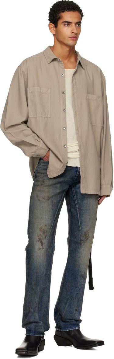 Skjorte Rick Owens DRKSHDW Concordians Jumbo Button-Up Shirt Beige | DU02E7299 CFL, 3