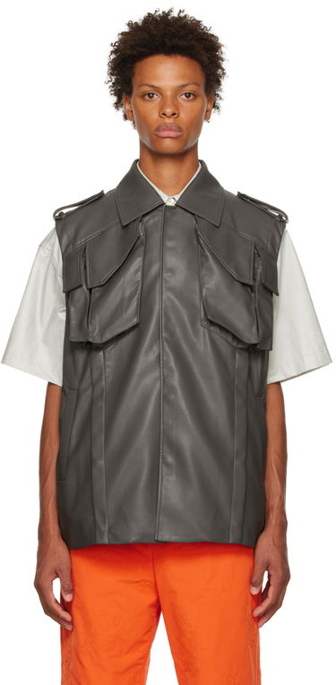 Vest Feng Chen Wang Feng Chen Wang Vented Faux-Leather Vest Grå | FMF14VS04, 0