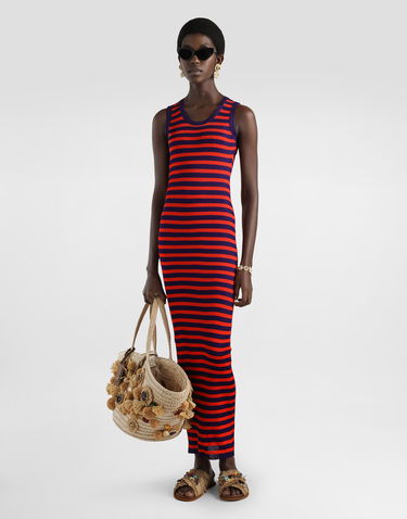 Kjole Dolce & Gabbana Dolce & Gabbana Ribbed Viscose Striped Tank Dress Flerfarvet | FXS48ZJAIRRF4524, 1