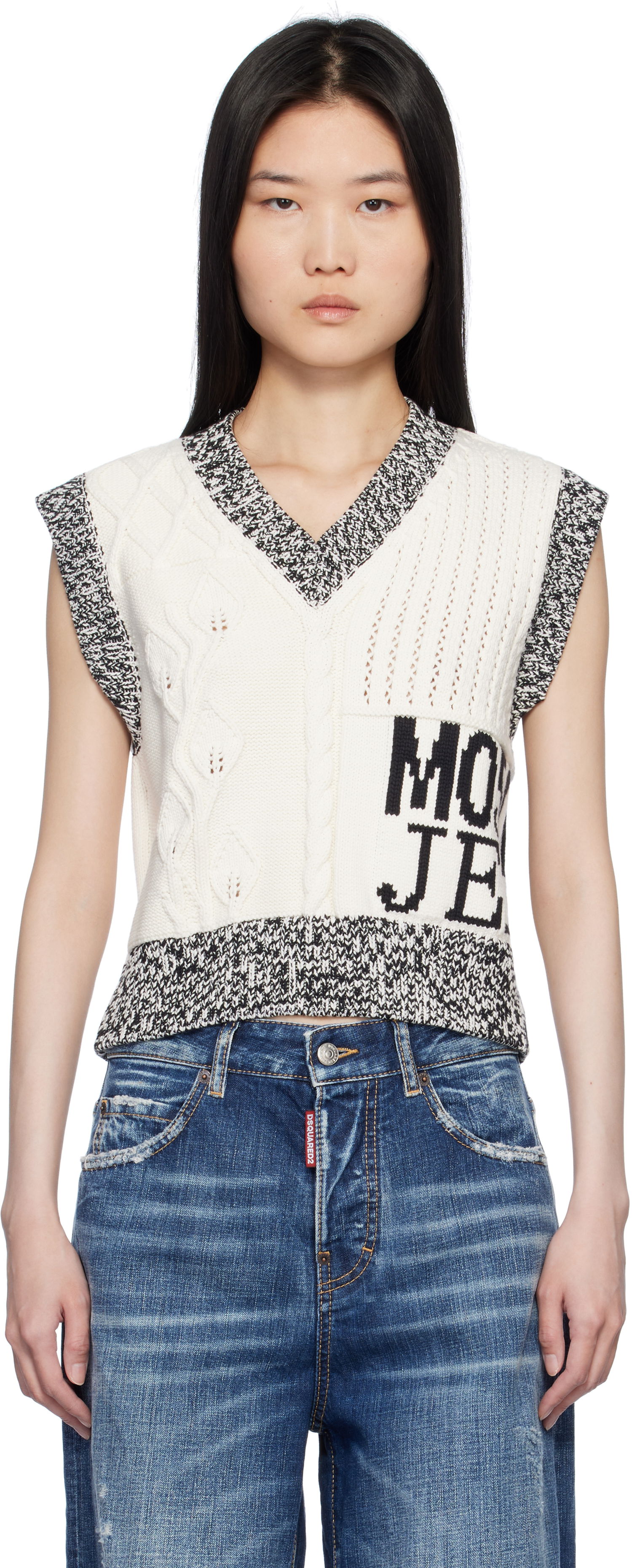 Sweater Moschino Moschino Jeans Urban Knit Vest Hvid | 251K10886, 0
