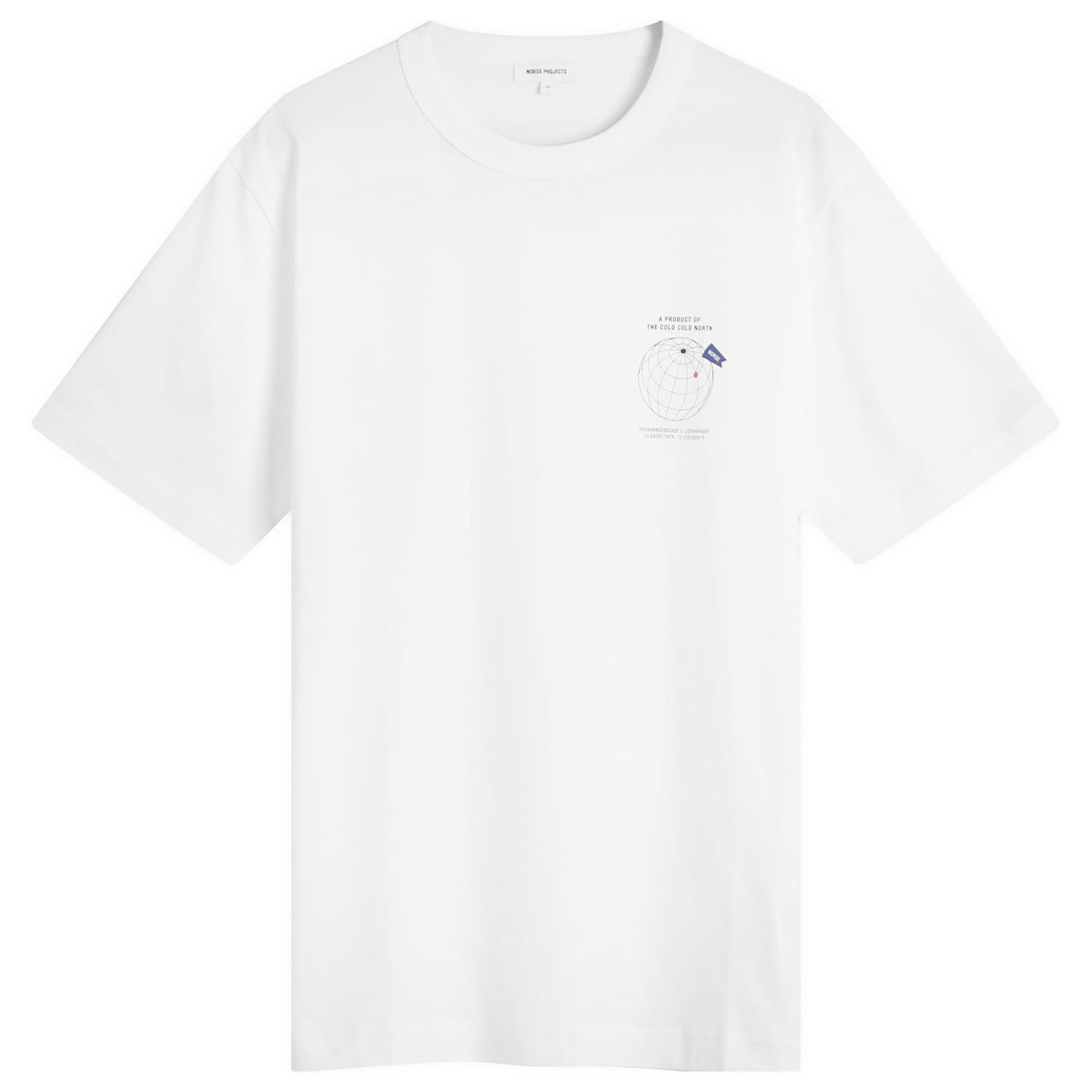 T-shirt NORSE PROJECTS Norse Projects Holger Globe Print T-Shirt, Size Large Hvid | N01-0682-0001, 1