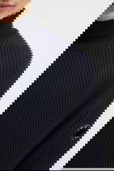 Sweater C.P. Company Ribbed Wool Blend Turtleneck Sweater with Sleeve Pocket Mørkeblå | 19CMKN220A006595A, 3