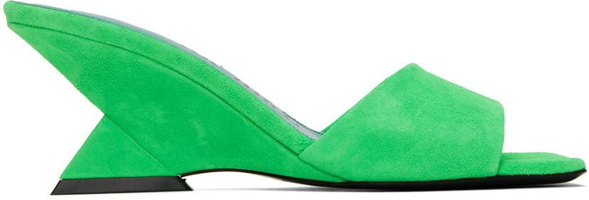 Smykker The Attico Attico Cheope Suede Wedge Mules Grøn | 232WS605 L007