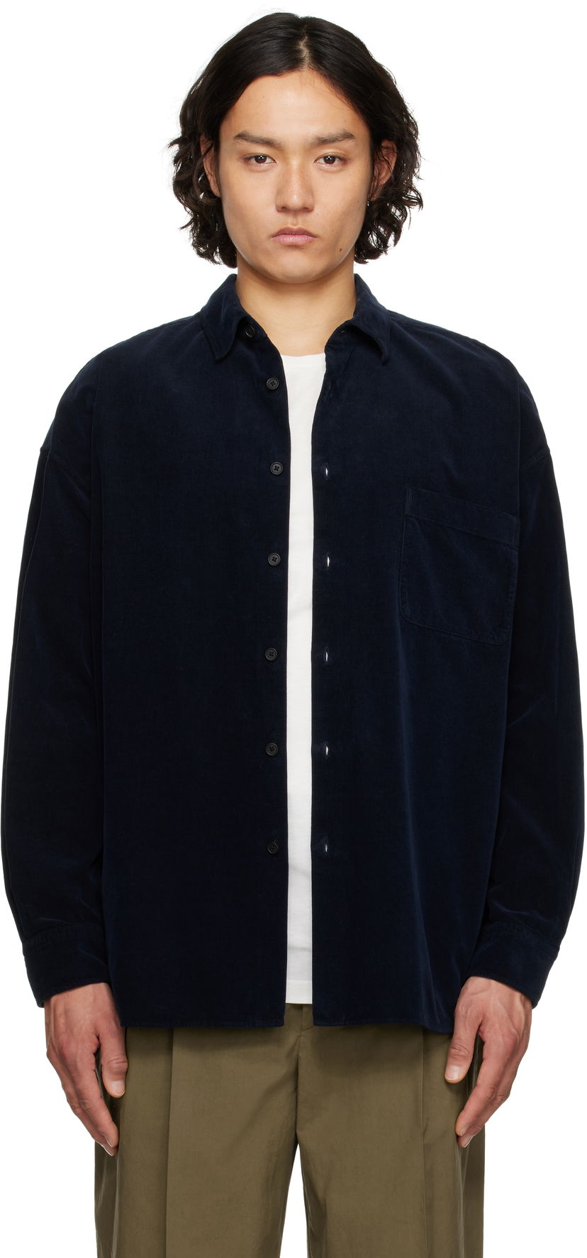 Skjorte The Row The Row Lancaster Corduroy Shirt Mørkeblå | 882-W3737
