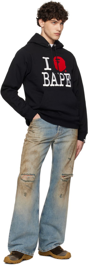 Sweatshirt BAPE I LOVE BAPE Hoodie Black Sort | 001PPK801005MBLK, 4