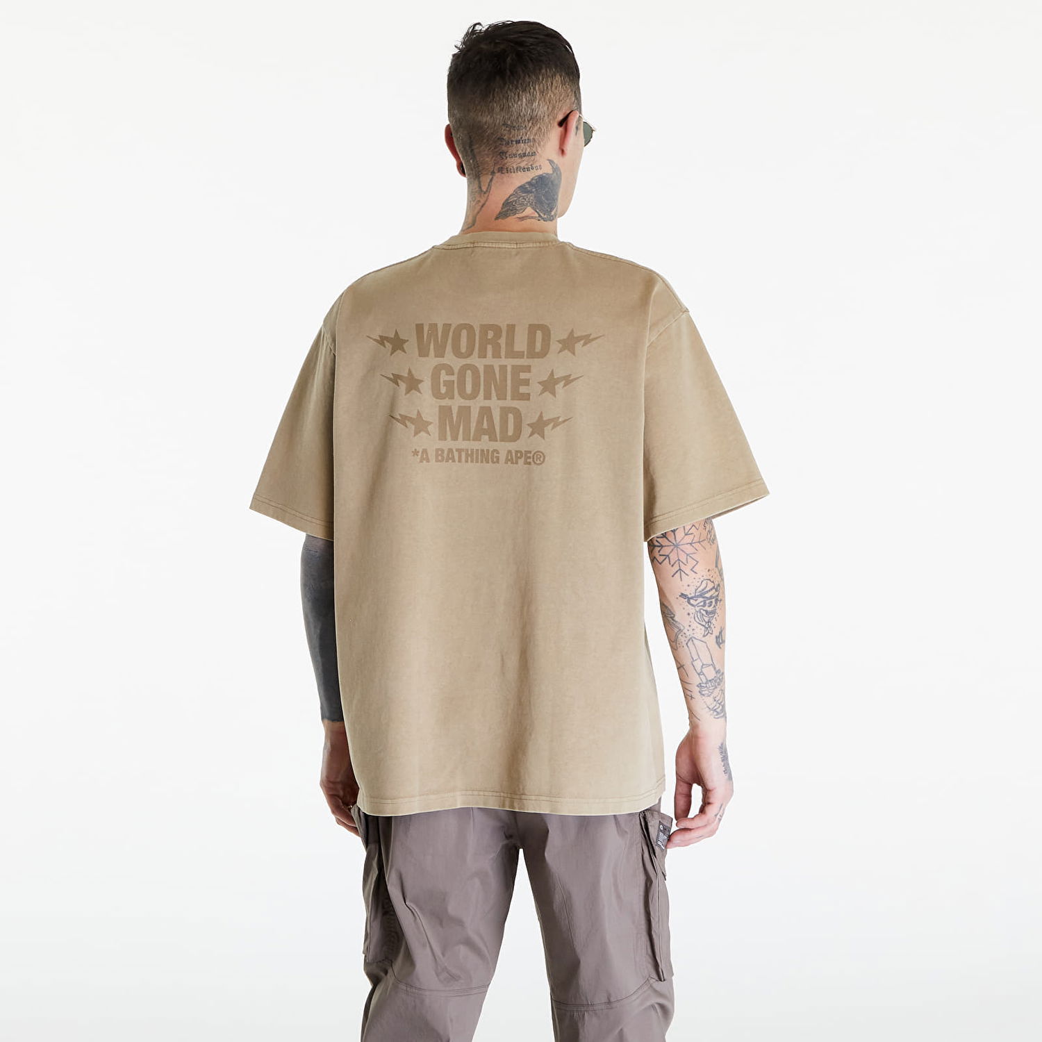 T-shirt BAPE A BATHING APE World Gone Mad Garment Dyed Tee Beige Beige | 001CSK301318M BEI, 1