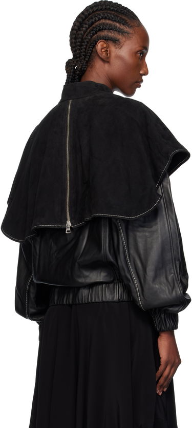 Bomberjakke JW Anderson JW Anderson Oversized Collar Leather Bomber Jacket Sort | LJ0057-LT0122, 2