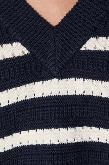 Sweater Samsoe Samsoe Samsoe Samsoe Striped V-Neck Sweater Mørkeblå | F23300195, 4