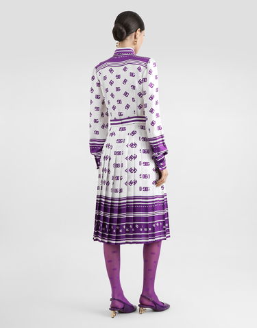 Kjole Dolce & Gabbana Dolce & Gabbana DG Logo All-over Print Twill Shirt Dress Lilla | F6TMNTHI1Z5HA9AP, 2