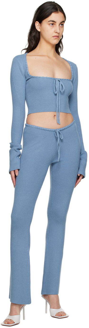 Sweater GUIZIO Guizio Bow Cropped Knit Sweater Blå | DGF22K302_BLU, 3