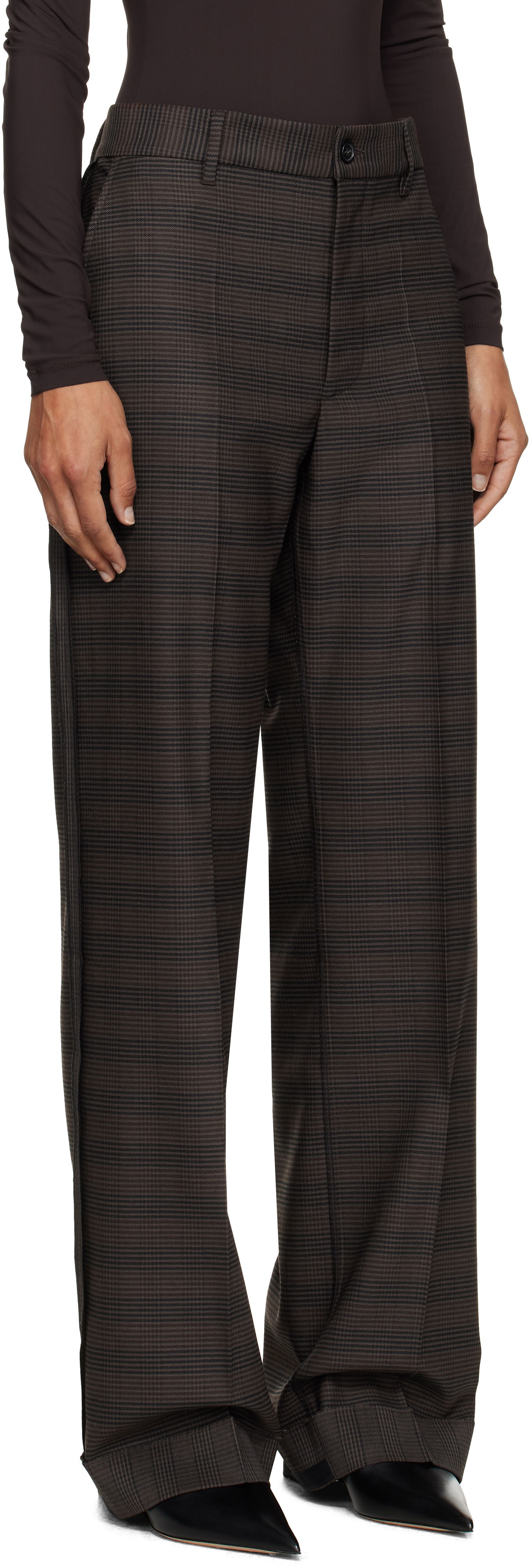 Bukser Maison Margiela MM6 Maison Margiela Checked Tailoring Trousers Brun | S52KA0536 M35475, 1