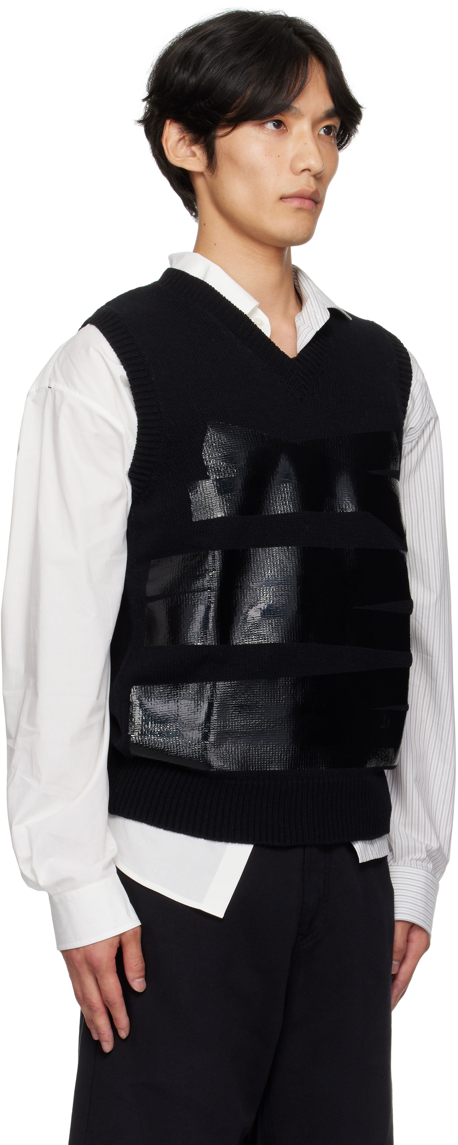 Vest Maison Margiela MM6 Maison Margiela Taped Knit Vest Sort | SH2FB0022 M13167, 1