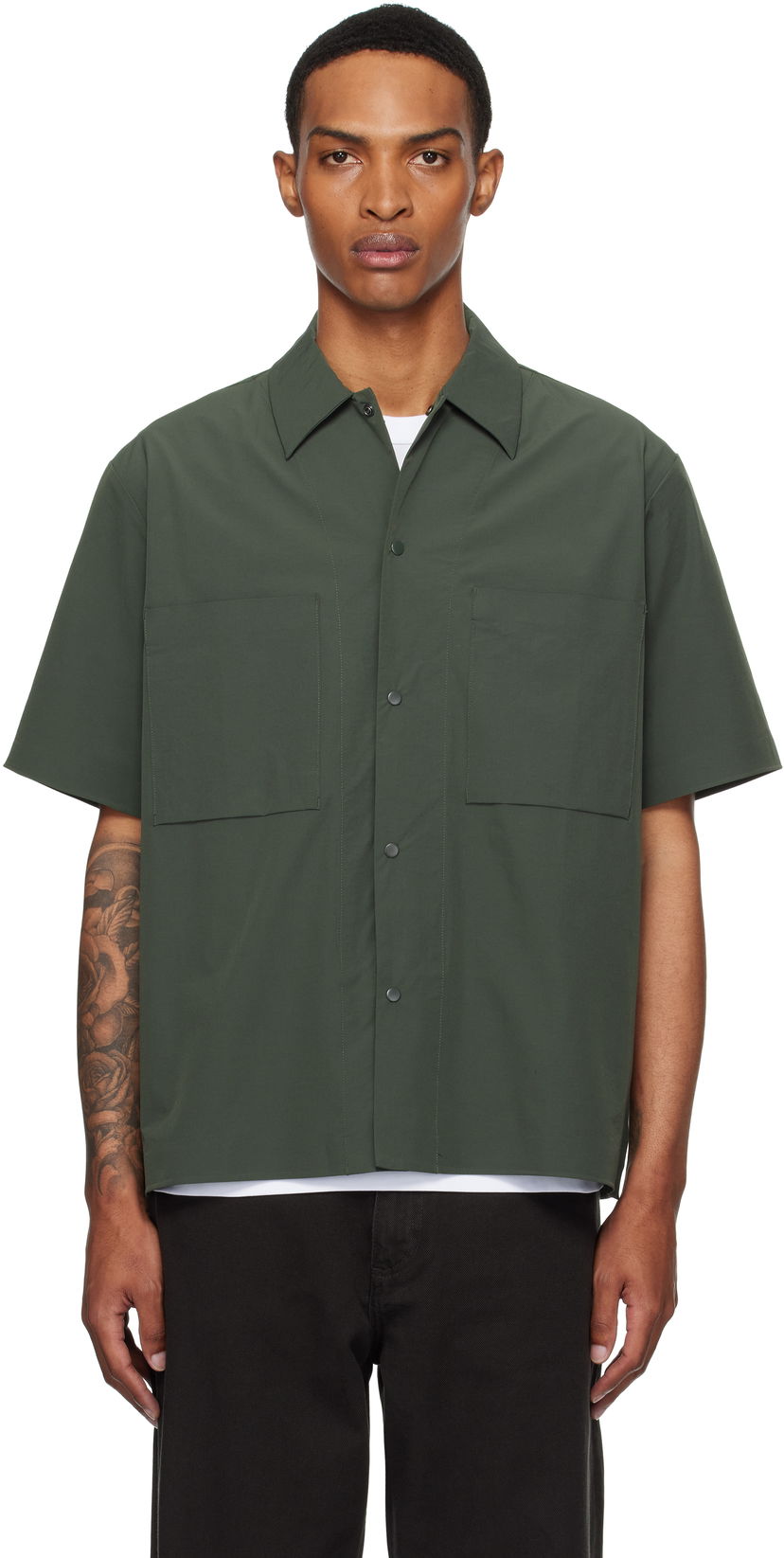 Skjorte NORSE PROJECTS Norse Projects Hermann Travel Light Short Sleeve Shirt Grøn | N40-0824