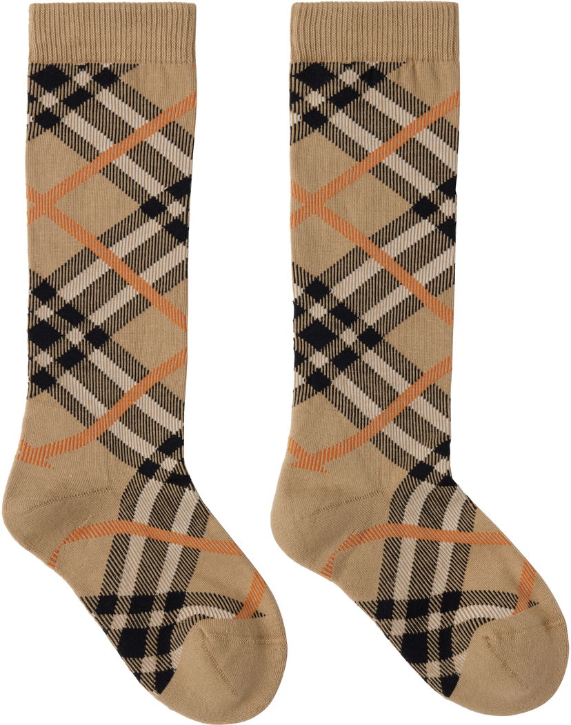 Sokker Burberry Burberry Check Cotton Blend Knee-High Socks Beige | 8108517