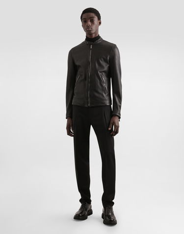 Jakke Dolce & Gabbana Dolce & Gabbana Zip Closure Leather Jacket Sort | G9BUGLGJ744N0000, 1