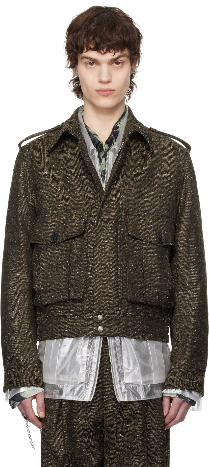 Bomberjakke Dries Van Noten Dries Van Noten Tweed Jacket Brun | 251-020510-1523