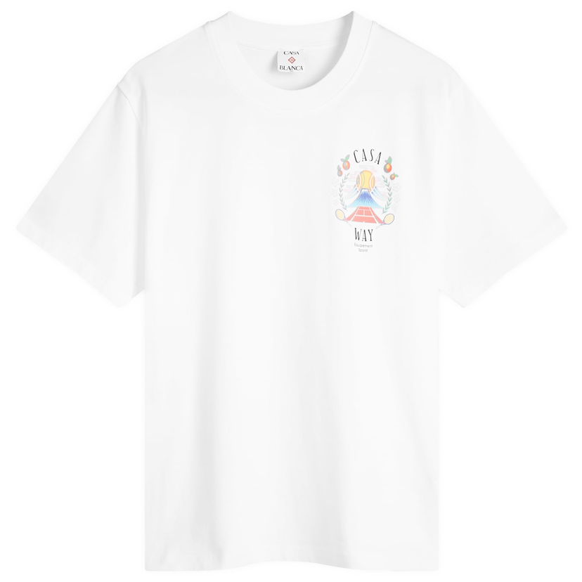 T-shirt Casablanca Casa Way Mountain Printed T-Shirt, Size Large Hvid | WPF25-JTS-046-03
