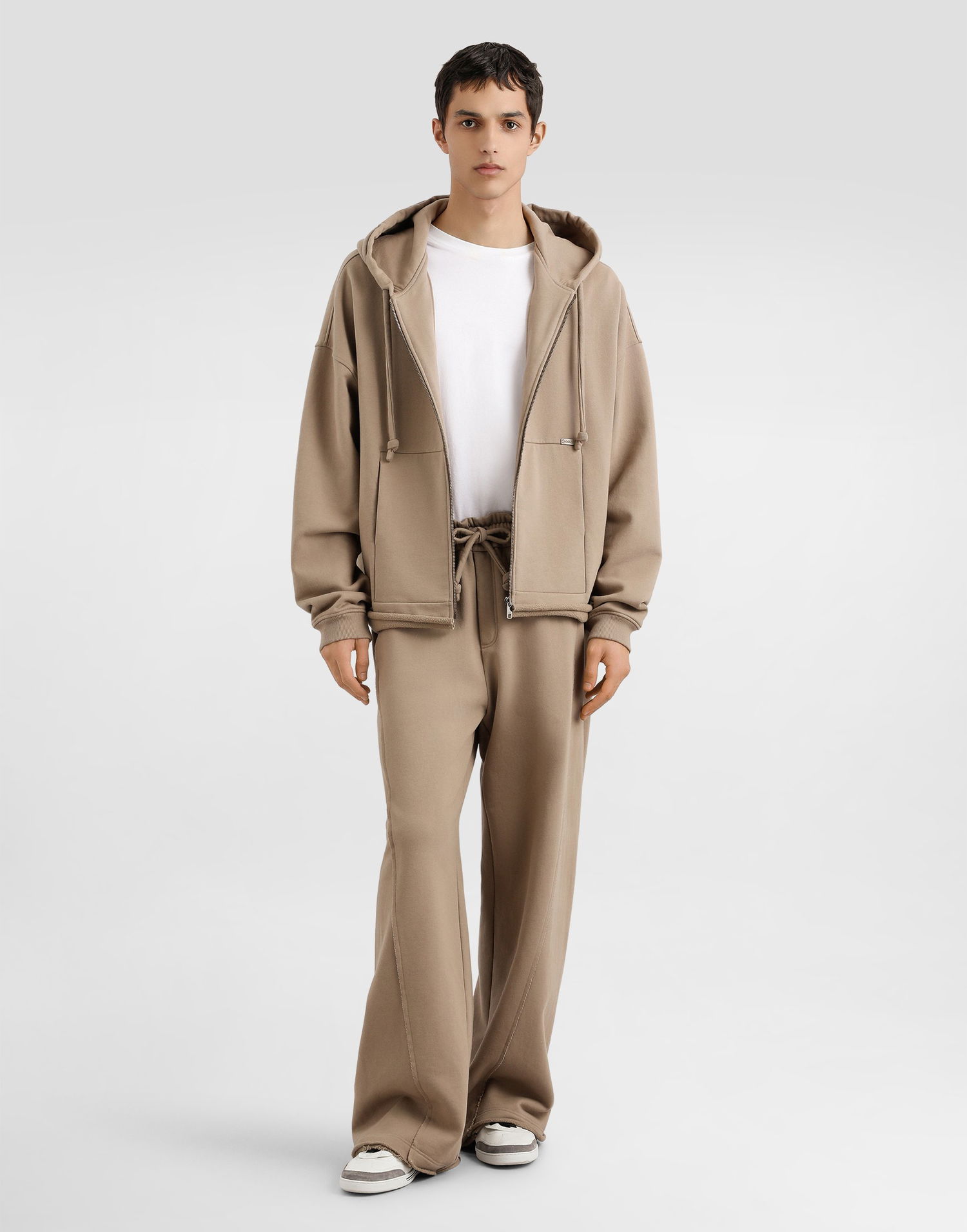Bukser Dolce & Gabbana Dolce & Gabbana Jersey Wide-Leg Trousers Beige | GP16ZTG7PLAM0160, 1