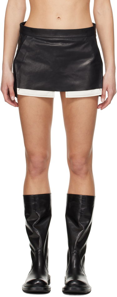 Nederdel Rick Owens Rick Owens Hollywood Fog Cutoff Leather Miniskirt Sort | RP01E7371 LSU, 0