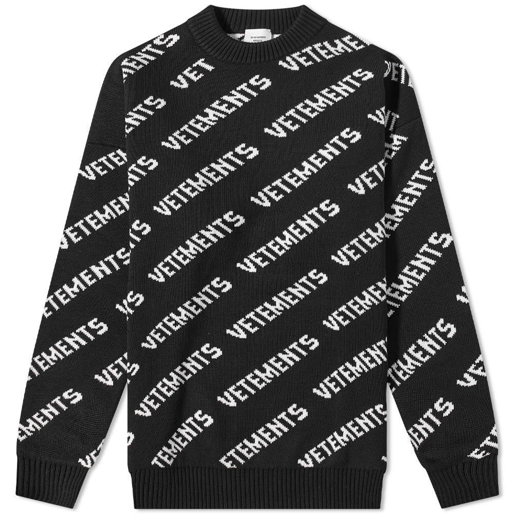 Sweater VETEMENTS All Over Logo Crewneck Sort | UA53KN300B, 0