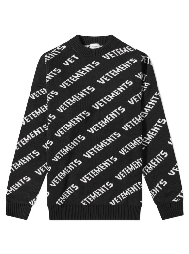 Sweater VETEMENTS All Over Logo Crewneck Sort | UA53KN300B