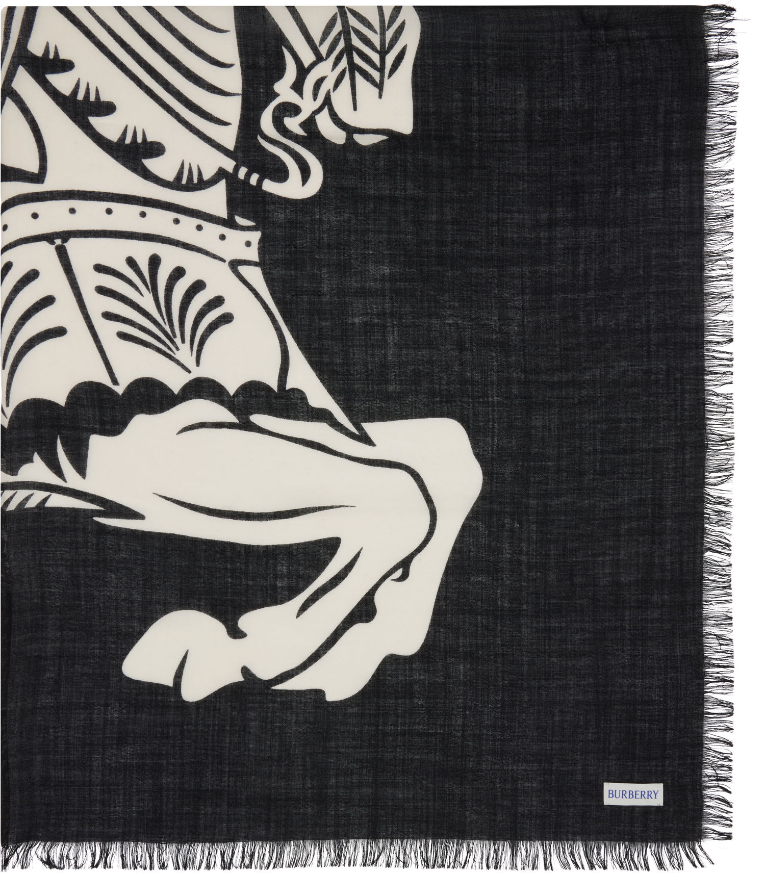 Tørklæde Burberry Burberry Wide EKD Wool Scarf Sort | 8113032, 0