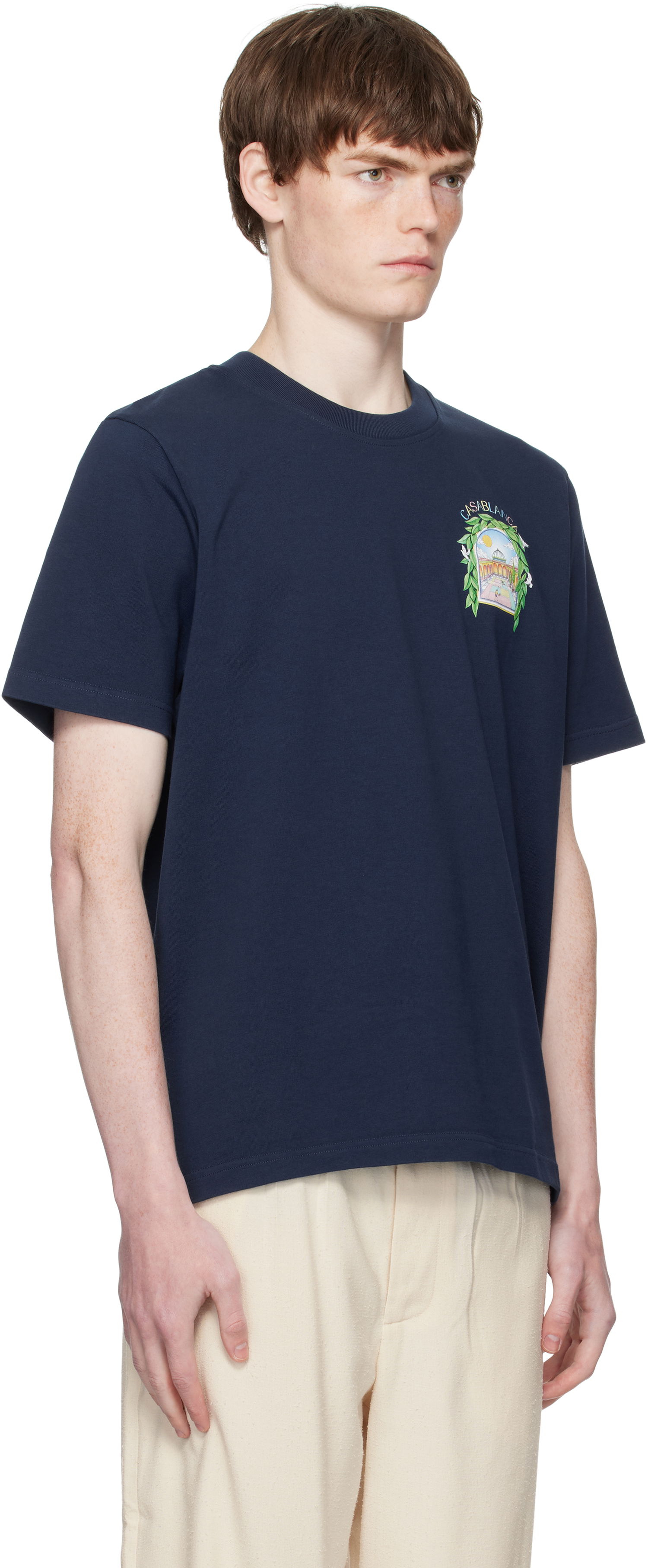T-shirt Casablanca Casablanca L'Arche De Tennis T-Shirt Mørkeblå | MPF25-JTS-001-14-EX-FLANNELS, 1