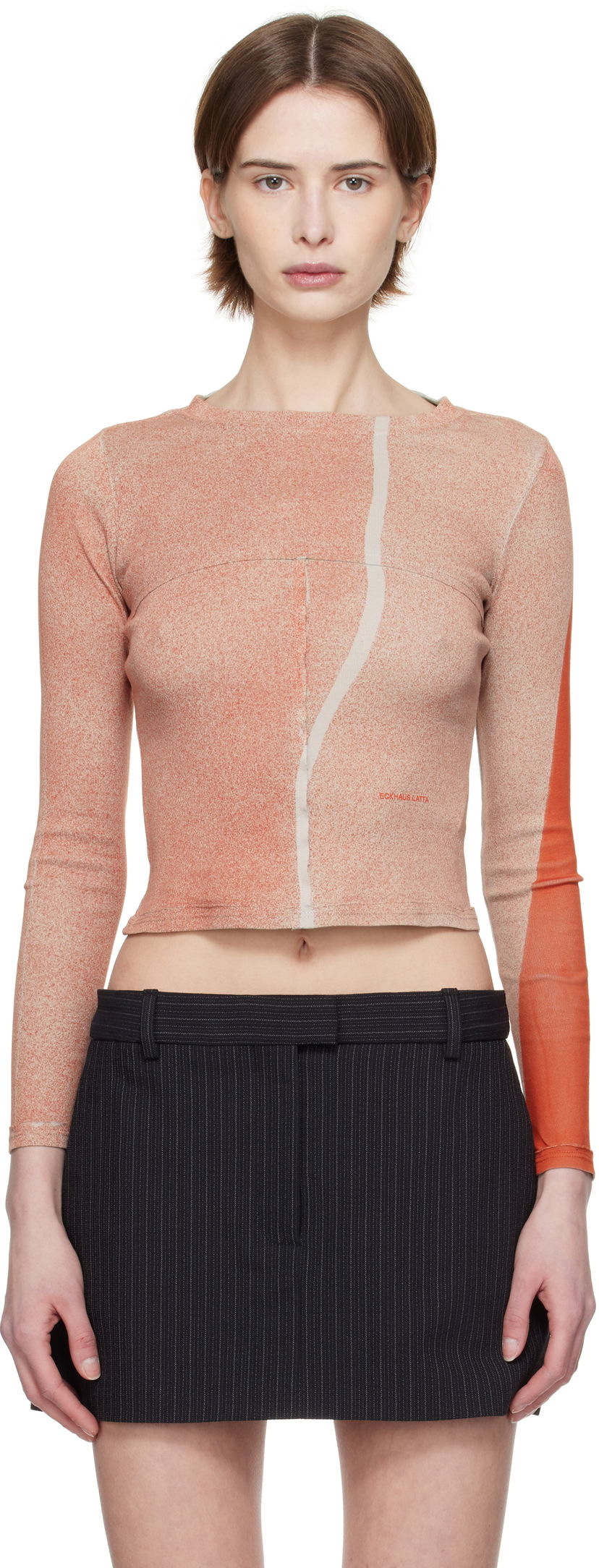 Crop top Eckhaus Latta Eckhaus Latta Lapped Baby Crewneck T-shirt Orange | 9100-EL-PS25-E -