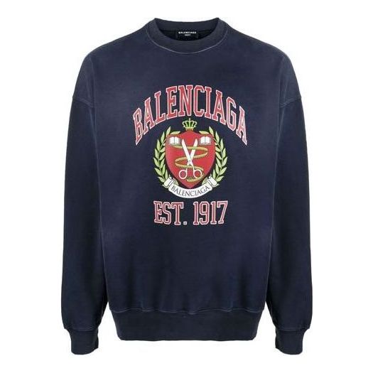 Sweater Balenciaga Balenciaga College Logo Print Sweatshirt Blå | 676629TLV908067, 0