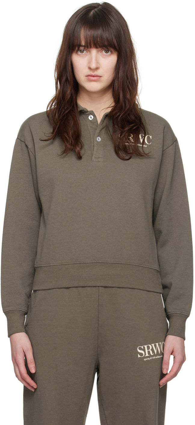 Polo skjorte Sporty & Rich Upper East Side Polo "Taupe" Grøn | POAW235ER