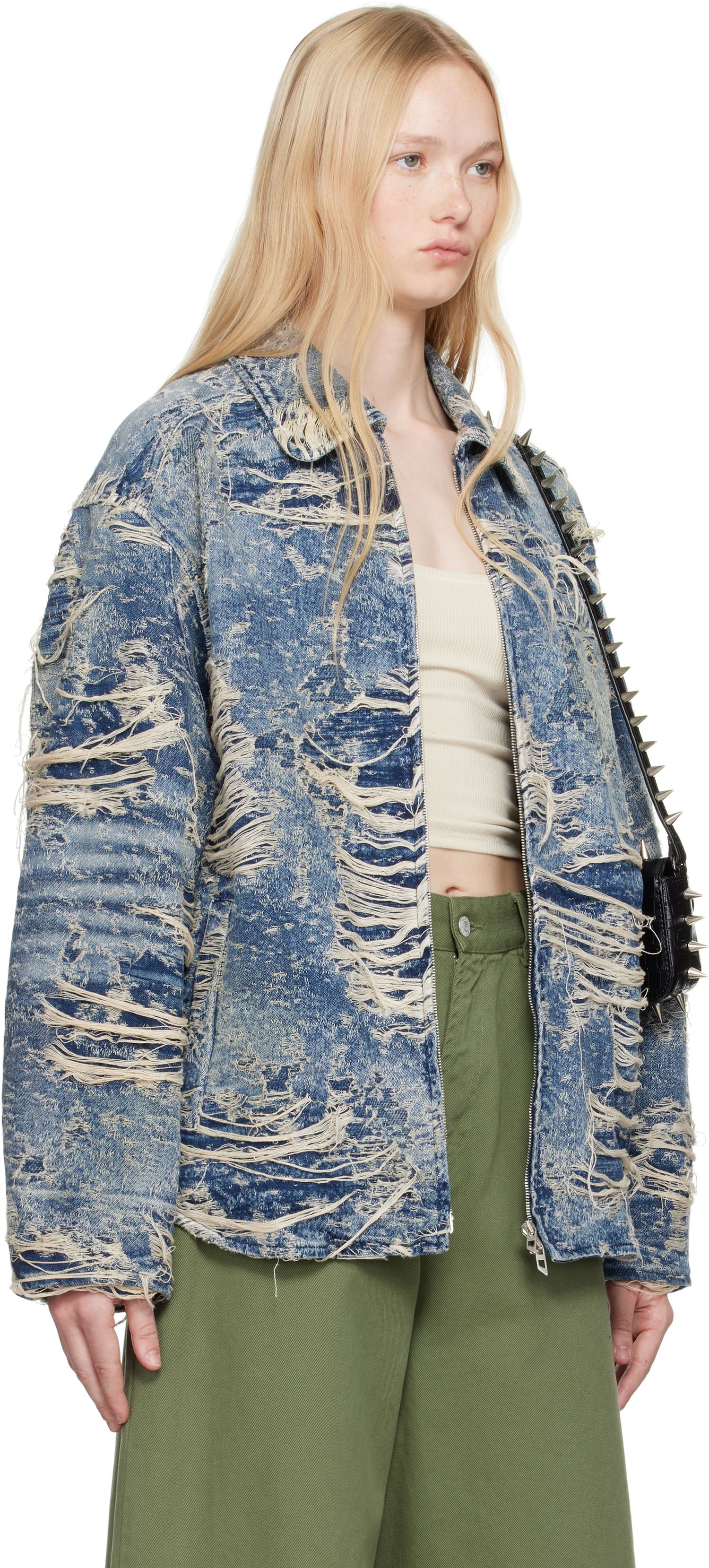Jakke Diesel Distressed Denim Jacket Blå | A19104 09M04, 1